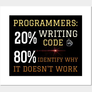 Programmer: 20% Writing code, 80% identify why it doesn't work Posters and Art